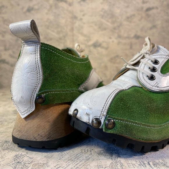 John Fluevog Vintage 90's wooden clog shoe Restitution Made in England - Picture 13 of 14